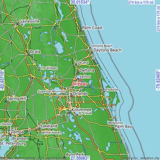 Topographic map of Midway