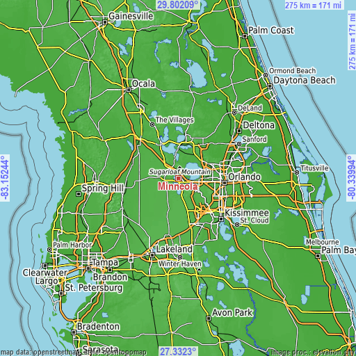 Topographic map of Minneola