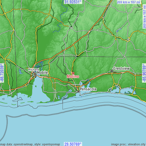 Topographic map of Molino