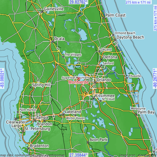 Topographic map of Montverde