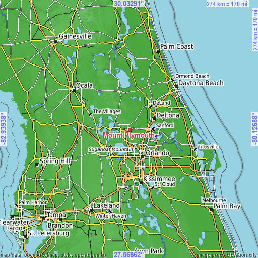 Topographic map of Mount Plymouth