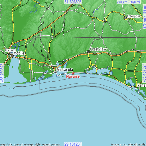 Topographic map of Navarre