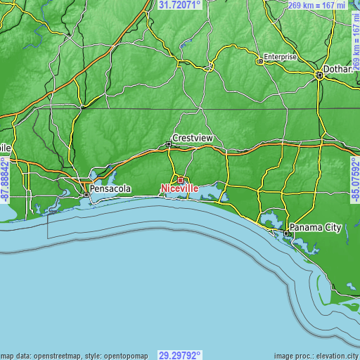 Topographic map of Niceville