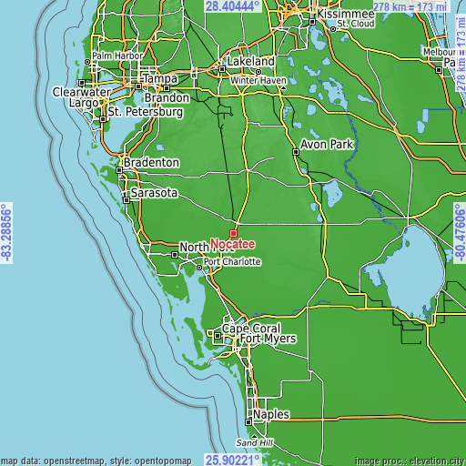 Topographic map of Nocatee