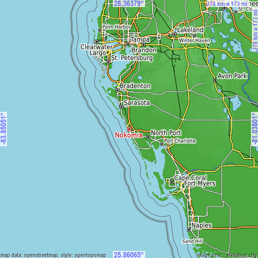 Topographic map of Nokomis