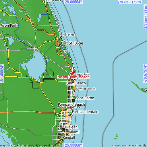 Topographic map of North Palm Beach