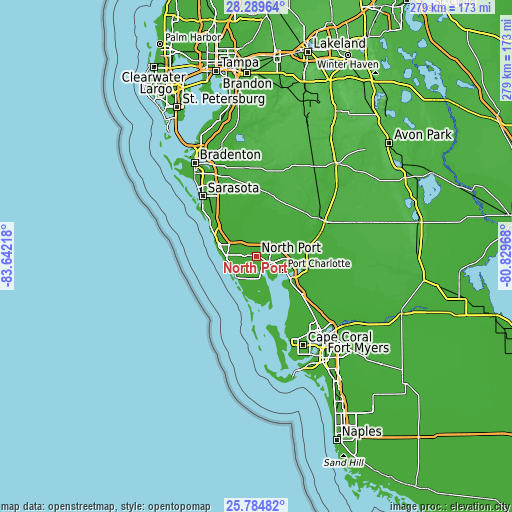 Topographic map of North Port
