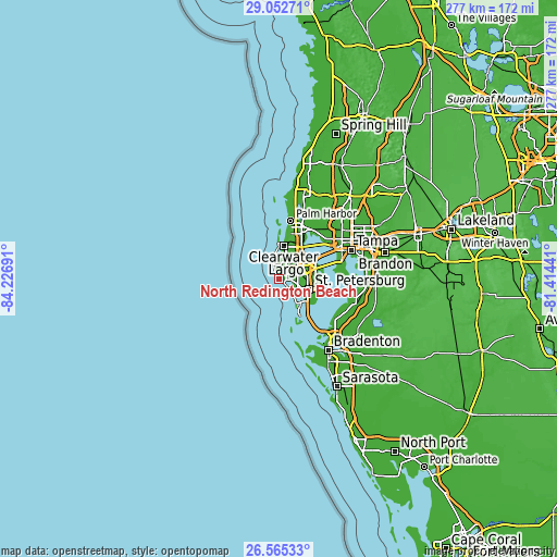 Topographic map of North Redington Beach