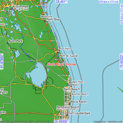 Topographic map of North River Shores