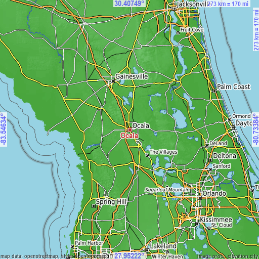 Topographic map of Ocala