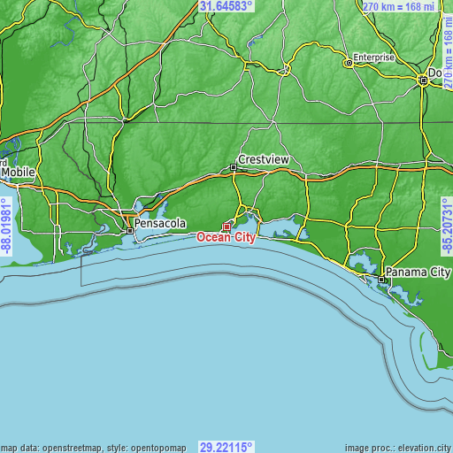 Topographic map of Ocean City