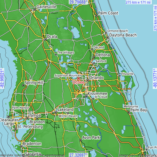 Topographic map of Ocoee