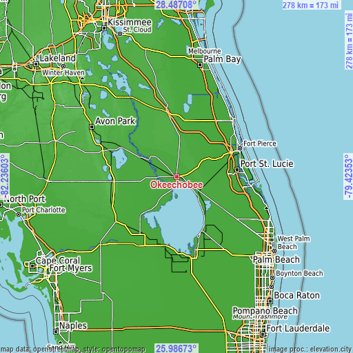 Topographic map of Okeechobee