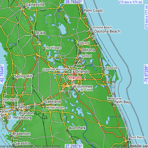 Topographic map of Orlando