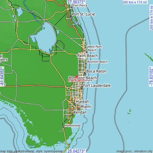 Topographic map of Parkland