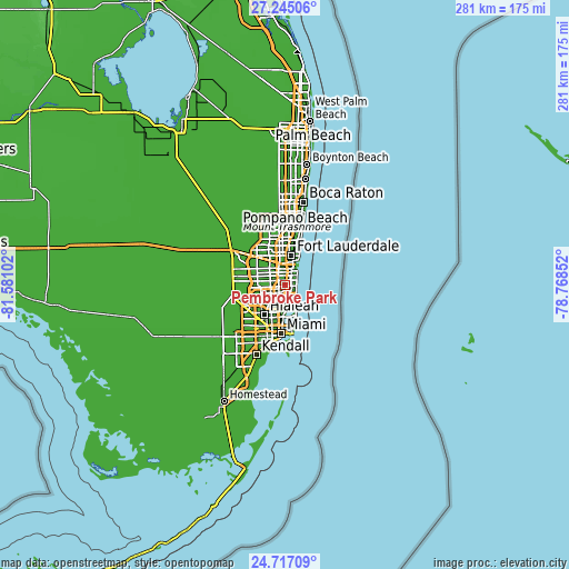 Topographic map of Pembroke Park