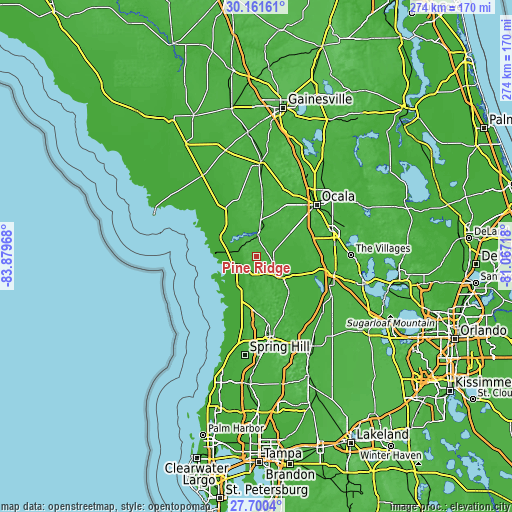 Topographic map of Pine Ridge