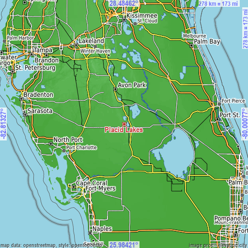 Topographic map of Placid Lakes