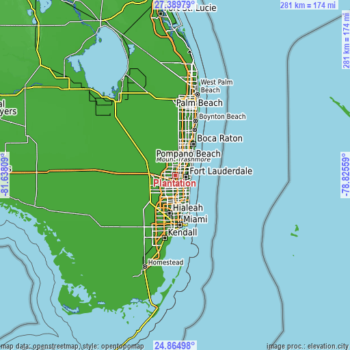 Topographic map of Plantation