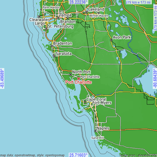 Topographic map of Port Charlotte