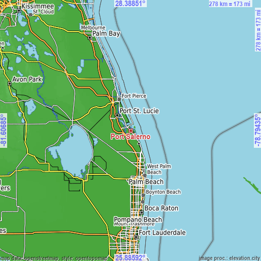 Topographic map of Port Salerno