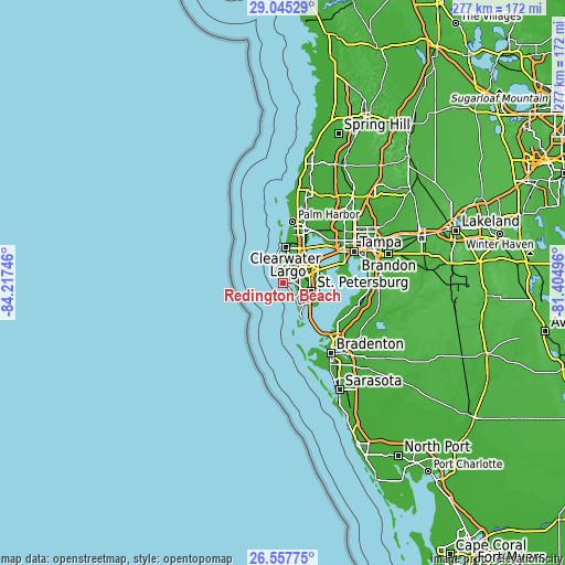 Topographic map of Redington Beach