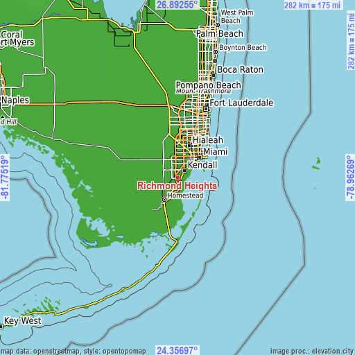 Topographic map of Richmond Heights