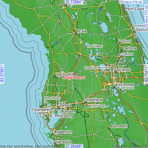 Topographic map of Ridge Manor