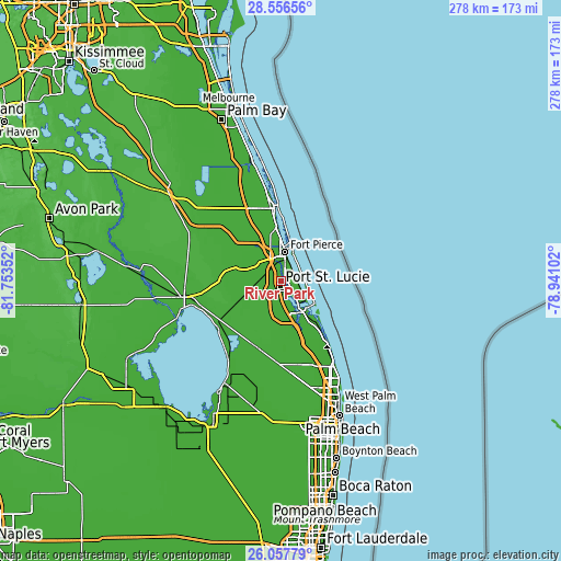 Topographic map of River Park