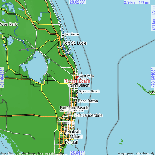 Topographic map of Riviera Beach