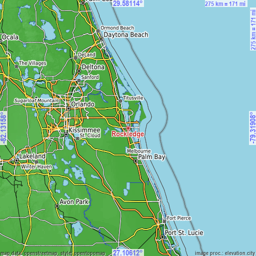 Topographic map of Rockledge