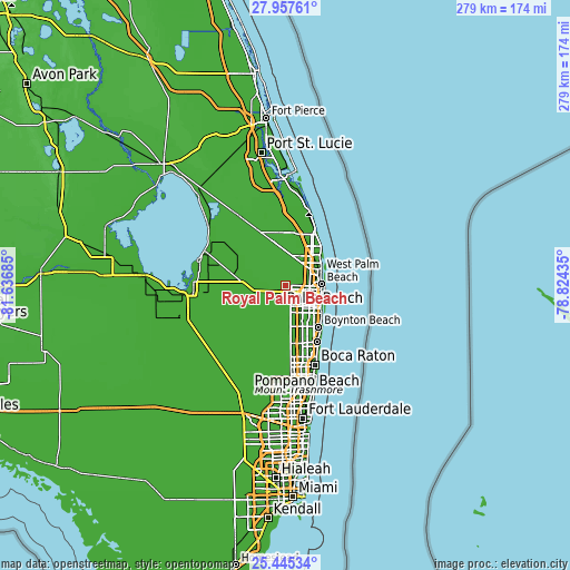 Topographic map of Royal Palm Beach