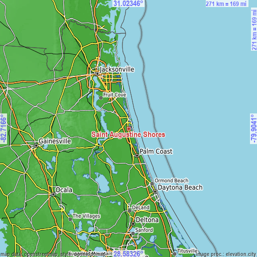 Topographic map of Saint Augustine Shores