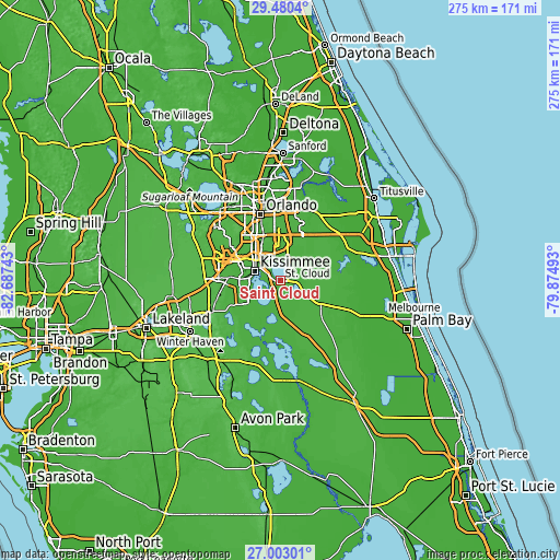 Topographic map of Saint Cloud