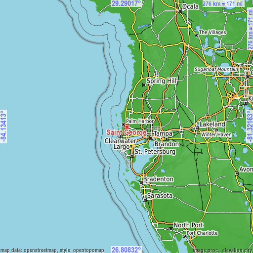 Topographic map of Saint George