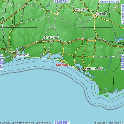 Topographic map of Seaside