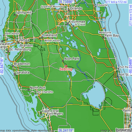 Topographic map of Sebring