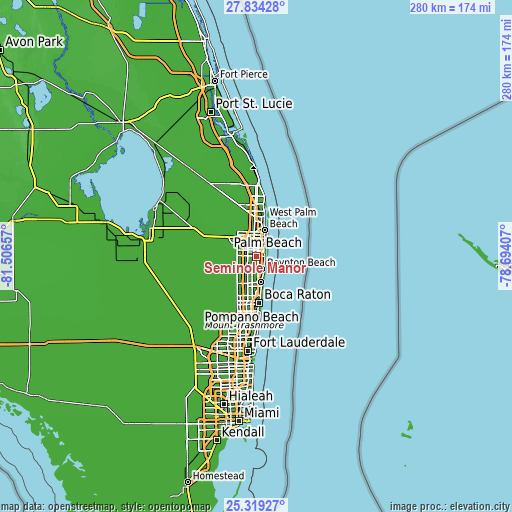 Topographic map of Seminole Manor