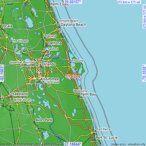 Topographic map of Sharpes