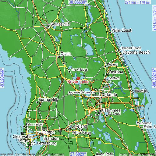 Topographic map of Silver Lake