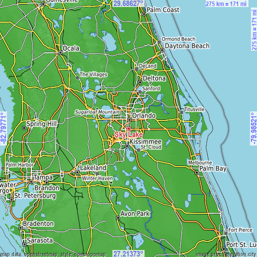 Topographic map of Sky Lake