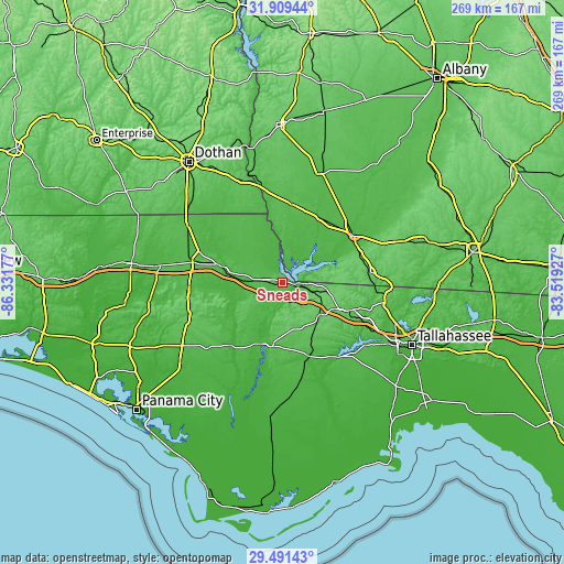 Topographic map of Sneads