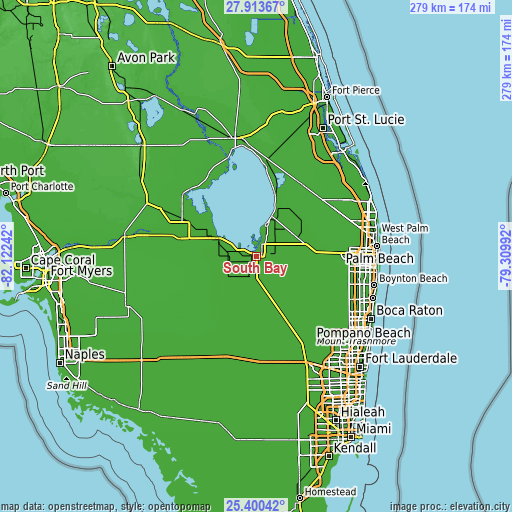 Topographic map of South Bay