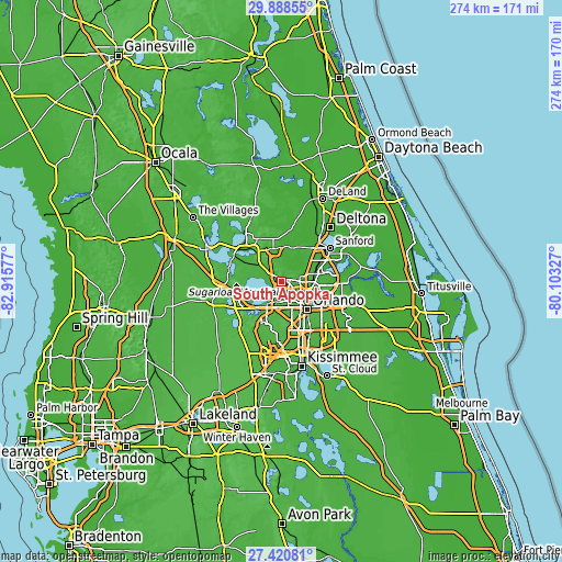 Topographic map of South Apopka