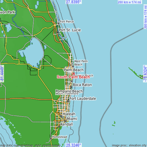 Topographic map of South Palm Beach