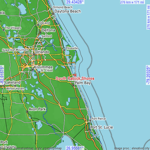 Topographic map of South Patrick Shores