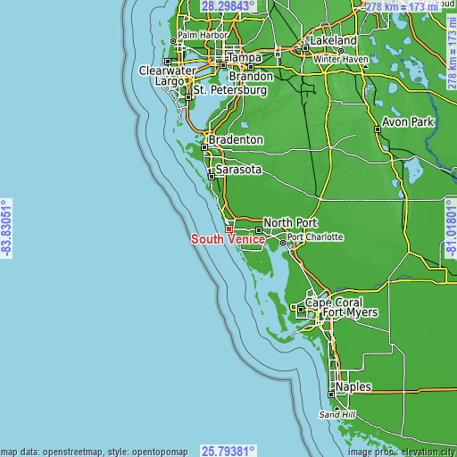 Topographic map of South Venice