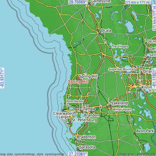 Topographic map of Spring Hill