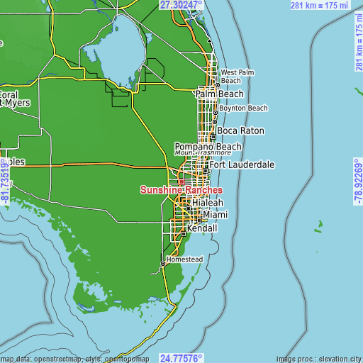 Topographic map of Sunshine Ranches