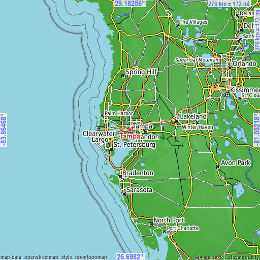 Topographic map of Tampa